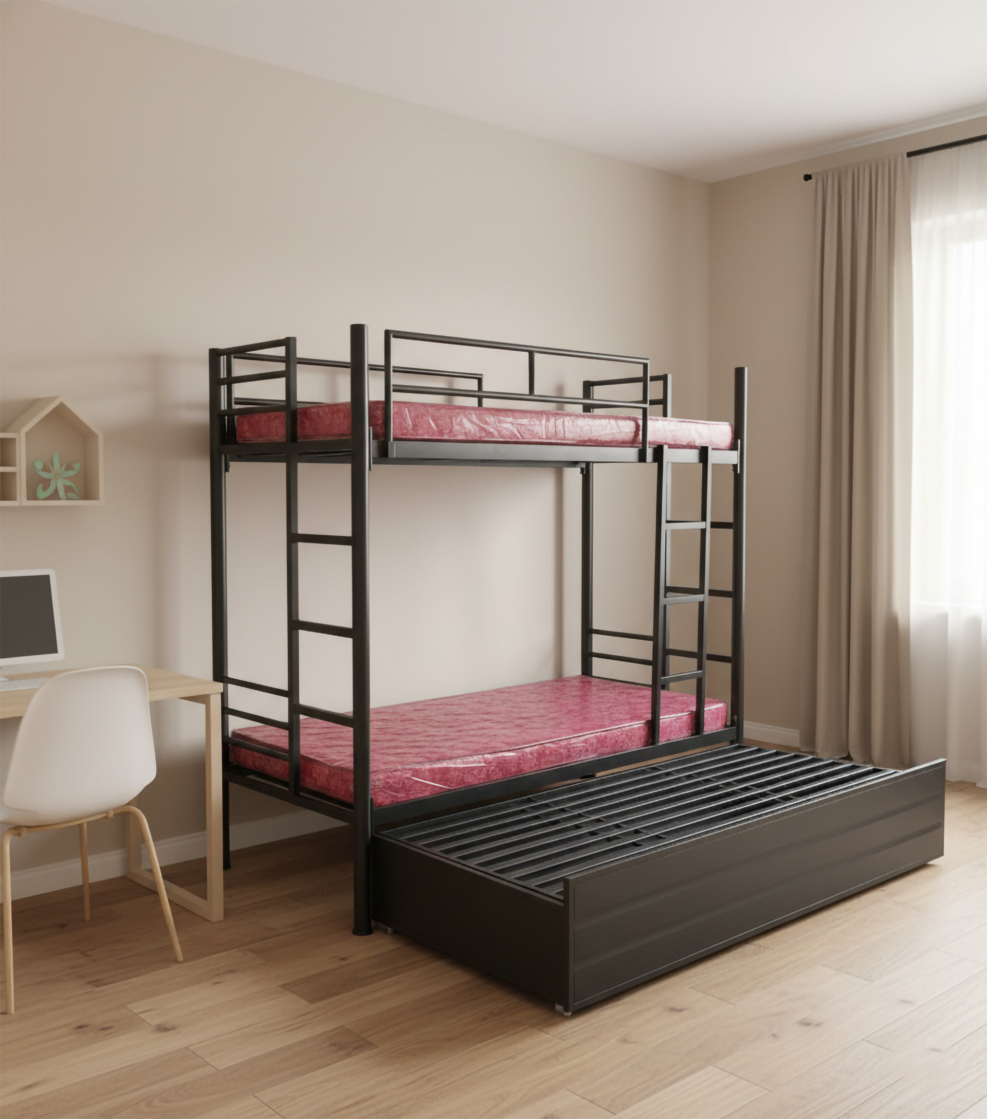 bunk bed with storage black 2