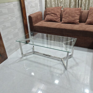 Stainless Steel Coffee | Center Table for Living Room With Glass - S K GRILL ART (Design 14)