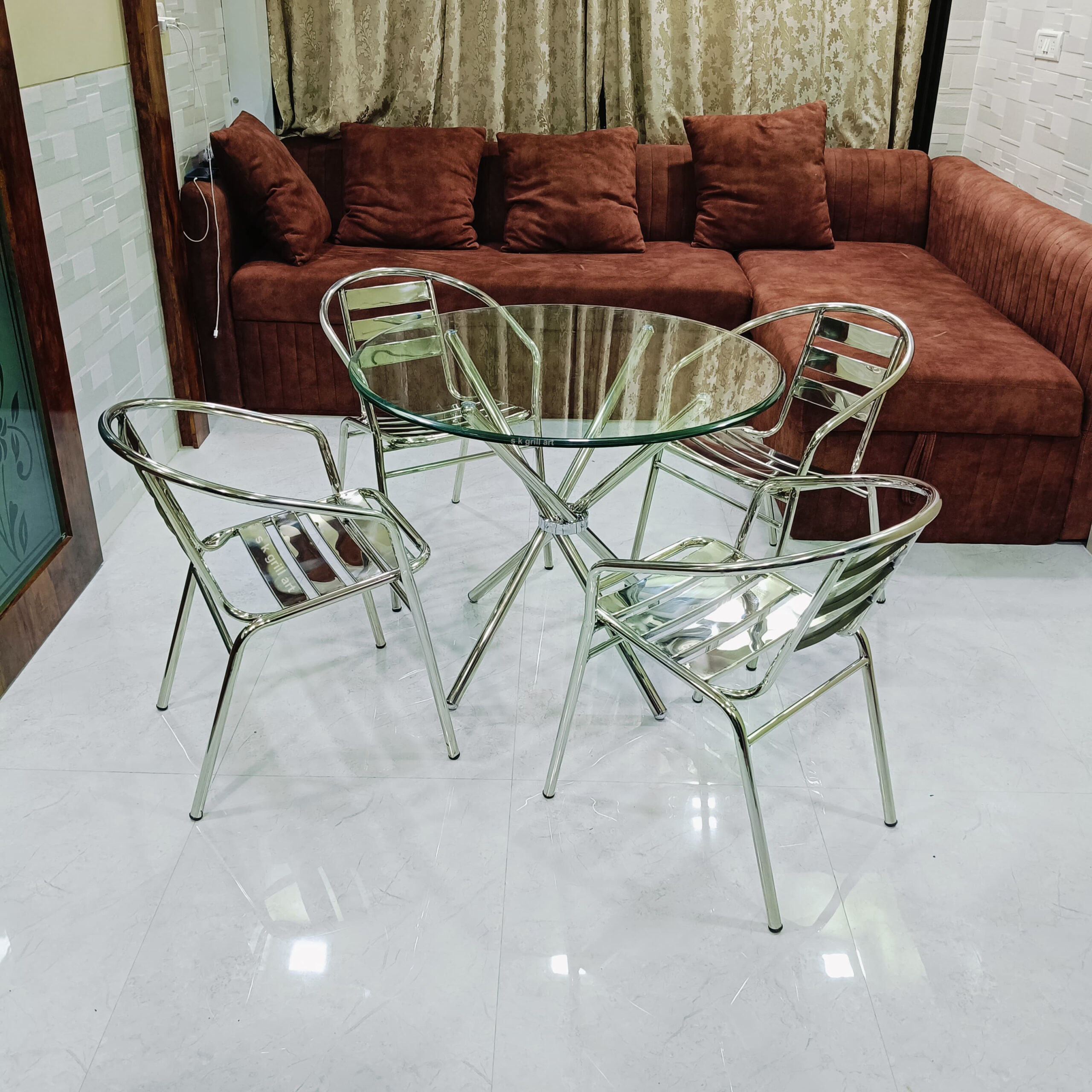 steel folding dining table with 4 chair