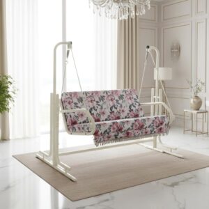 Jhula for Adults Swing | jhula for home, With Cushion Two Seater Metal, White